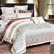 Постельное бельё из сатин-жаккарда 2 спальное европростыня 4 наволочки - СЖ-27(шампань)