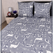 Постельное белье из бязи 1,5 спальное - Кошкин дом вид 9/16 темно-серый