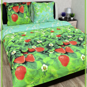 Постельное белье из бязи 2 спальное - Земляника 3033(4366)