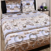 Постельное белье из Шуйской бязи 2 спальное с евро простыней - Капучино 8519-1