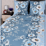 Постельное белье из Шуйской бязи 1,5 спальное - Лазурные ромашки 21661-1