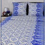 Постельное белье из Шуйской бязи 1,5 спальное - Огурцы синие 6229-1