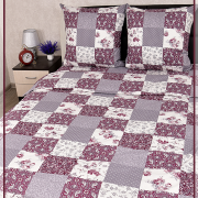 Постельное белье из Шуйской бязи 2 спальное - Пэчворк бордовый 9909-1