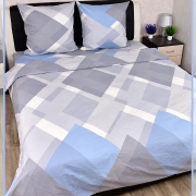 Постельное белье из Шуйской бязи Семейное - Ромб серо-синий 21070-1