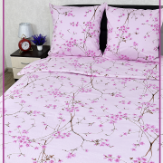 Постельное белье из Шуйской бязи 1,5 спальное - Сакура розовая 6698-2