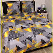 Постельное белье из Шуйской бязи 2 спальное с евро простыней - Треугольник желтый 20804-1