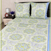 Постельное белье из Шуйской бязи 2 спальное - Узоры зеленые 8128-2