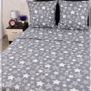 Постельное белье из Шуйской бязи 2 спальное - Звезды на сером 9050-1