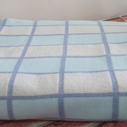 Одеяло байковое 140*205 - 80% хлопка бежево-голубая клетка 2