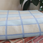 Одеяло байковое 140*205 - 80% хлопка бежево-серо-голубая клетка 5