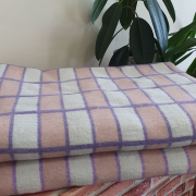  140*205 - 80% хлопка бело-розово-сиреневая клетка