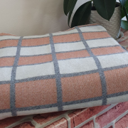 Одеяло байковое 140*205 - 80% хлопка бело-серо-терракотовая клетка