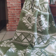 Одеяло байковое 140*205 - Хаки Орнамент с зигзагом в канте