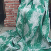 Одеяло байковое 220*205 - Жаккард зеленый Перья