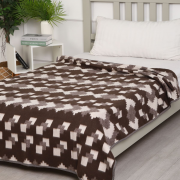 Одеяло байковое 140*205 - Квадраты (коричневый) в канте