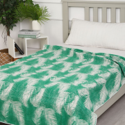 Одеяло байковое 140*205 - Зеленый Перья