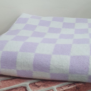 Детское байковое одеяло 100*140 - Сиреневая клетка крупная 100% хлопок