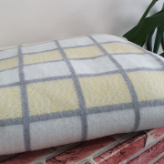 Одеяло шерстяное 50% 140*205 - Бело-серо-желтая клетка 1 О-2