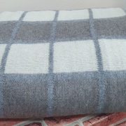 Одеяло шерстяное 50% 140*205 - Бело-серо-коричневая клетка 1 О-1