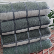 Одеяло шерстяное 50% 140*205 - Бело-серо-зеленая клетка микс О-2