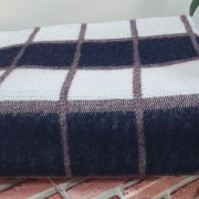 Одеяло шерстяное 50% 140*205 - Бело-сине-коричневая клетка О-1