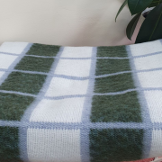 Одеяло шерстяное 50% 140*205 - Бело-сине-зеленая клетка 2 О-1