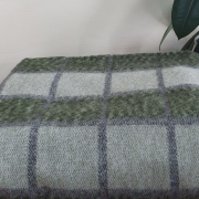 Одеяло шерстяное 50% 140*205 - Серо-оливково-зеленая клетка О-1