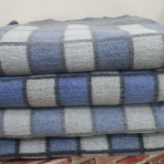 Одеяло шерстяное 50% 140*205 - Серо-синяя клетка О-2