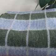 Одеяло шерстяное 50% 140*205 - Светло серо-голубая клетка с зеленымО-1
