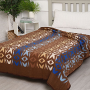 Одеяло шерстяное 70% 180*205 - Ромбики синие 6_1