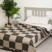 Одеяло шерстяное 70% 140*205 - С103 серая клетка .