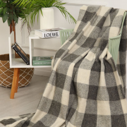 Плед шерстяной 50% 4001 - 50*2 10 Клетка серый)